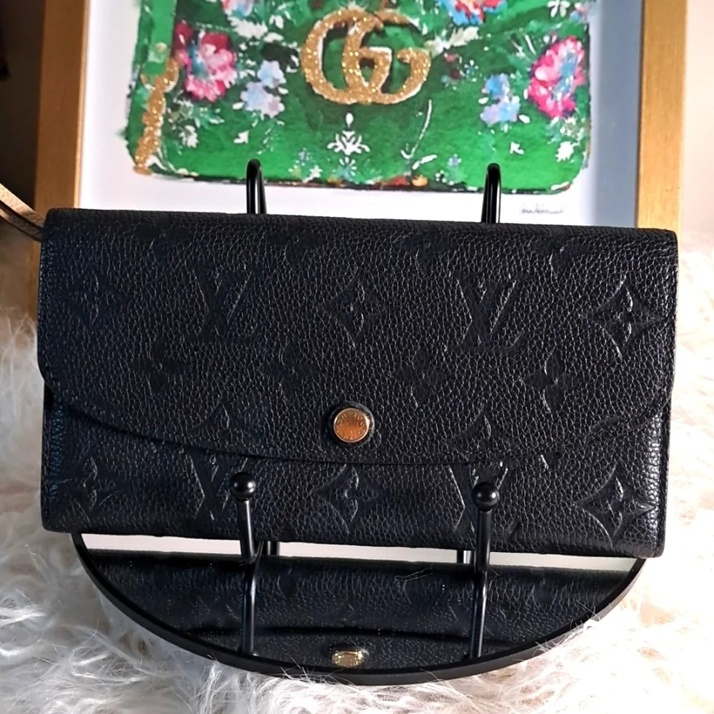 Louis Vuitton Black Monogram Empreinte Emilie Wallet